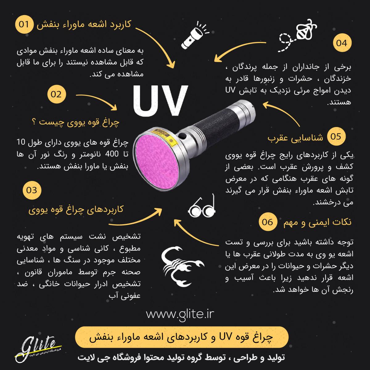 اینفوگرافیک : کاربردهای چراغ قوه UV
