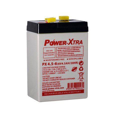 باتری شارژی لید اسید پاور اکسترا 6 ولت 4.5 آمپر