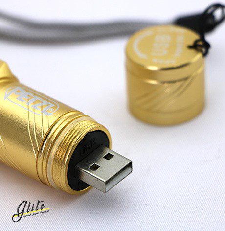 چراغ قوه جیبی طلائی PETZL USB