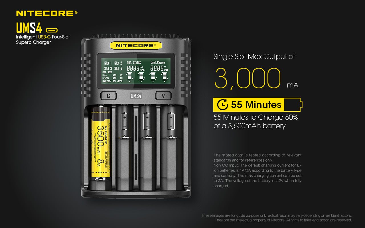 شارژر باتری هوشمند 4 کانال نایتکر Nitecore UMS4 شارژر باتری نایتکر Nitecore UMS4
