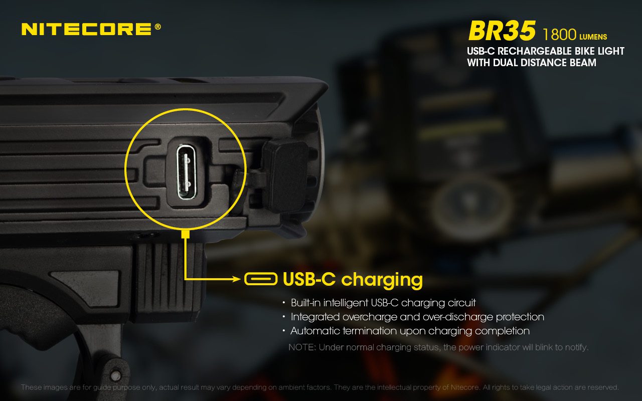 چراغ دوچرخه حرفه ای نایتکر Nitecore BR35 چراغ دوچرخه نایتکر Nitecore BR35