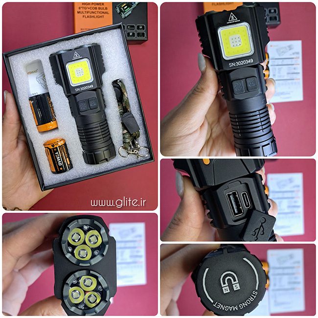 چراغ قوه 6 لامپ پرنور یمائو مدل YM-F302X چراغ قوه 6 لامپ پرنور یمائو مدل YM-F302X