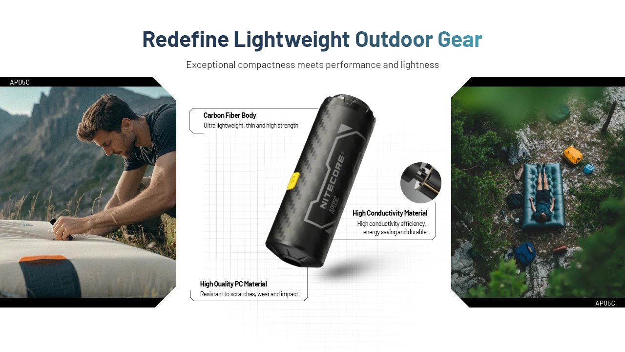 پمپ باد جیبی بدنه فیبرکربن نایتکُر Nitecore AP05C پمپ باد جیبی بدنه فیبرکربن نایتکُر Nitecore AP05C