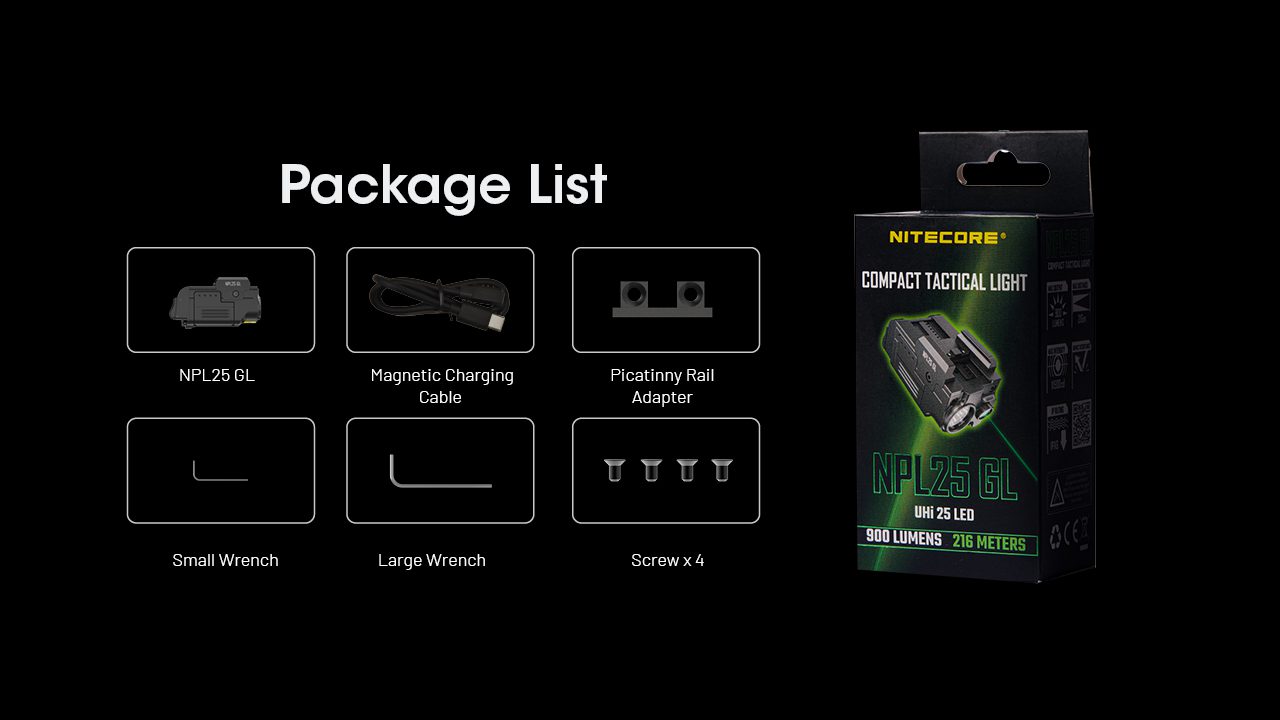 چراغ قوه سلاح کمری لیزر دار نایتکر Nitecore NPL25 GL چراغ قوه سلاح کمری لیزر دار نایتکر Nitecore NPL25 GL