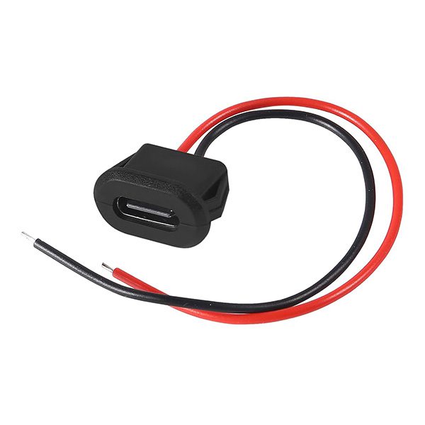 سوکت (کانکتور مادگی) USB-C سیم دار بیضی فشاری مشکی سوکت (کانکتور مادگی) USB-C سیم دار بیضی فشاری مشکی