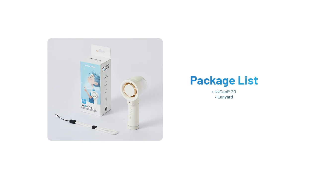 پنکه دستی شارژی مه پاش دار نایتکر سفید NITECORE IZZCOOl 20 پنکه دستی شارژی نایتکر NITECORE IZZCOOl 20WHITE