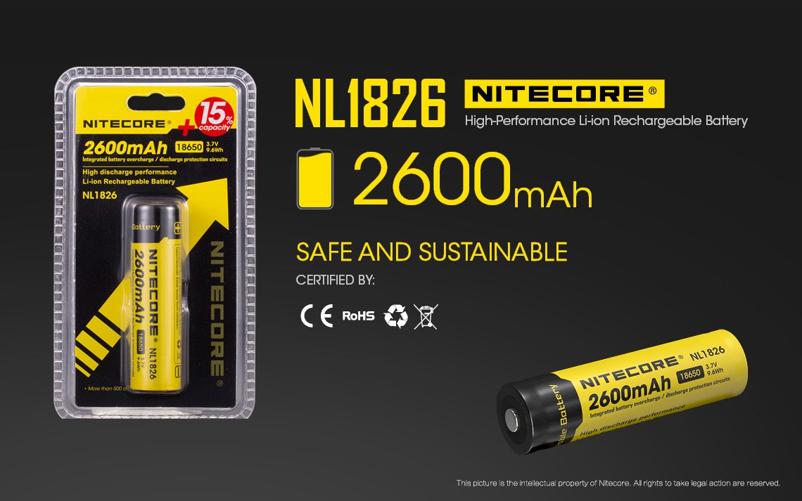 باتری 18650 لیتیوم یون NL1826 نایتکر 2600 میلی آمپر باتری 18650 لیتیوم یون NL1826 نایتکر 2600 میلی آمپر